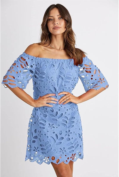 Keira - Off-Shoulder Floral Lace Dress