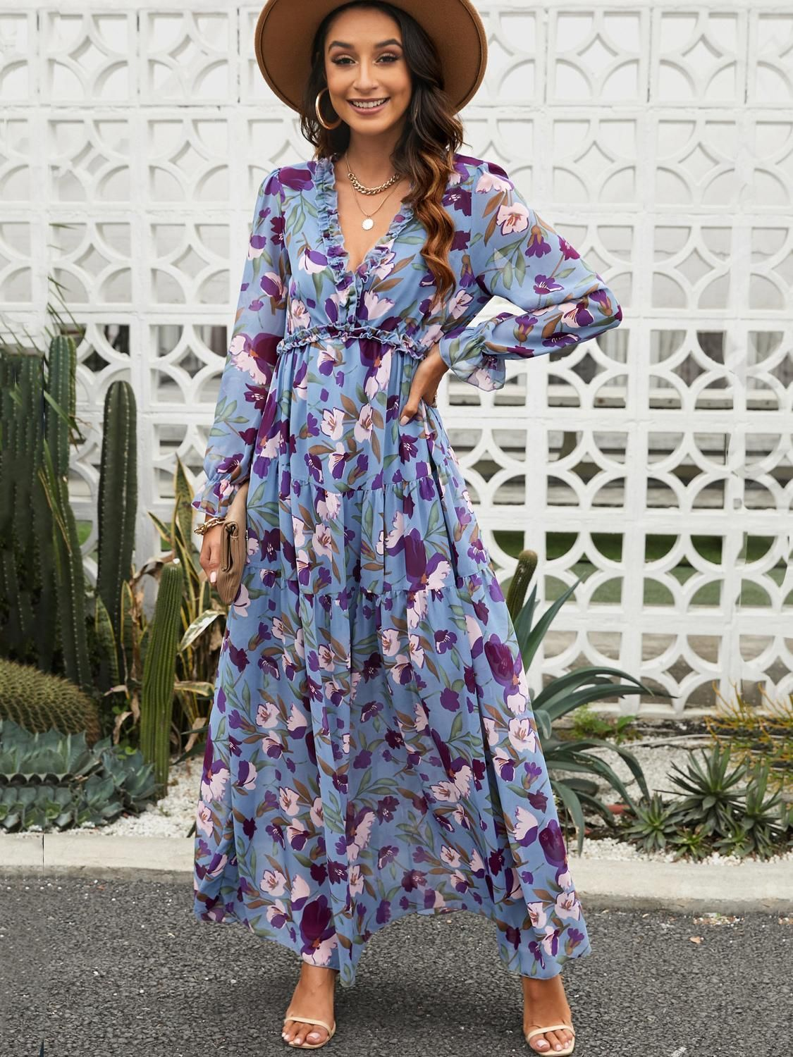 Cara - flower maxi dress