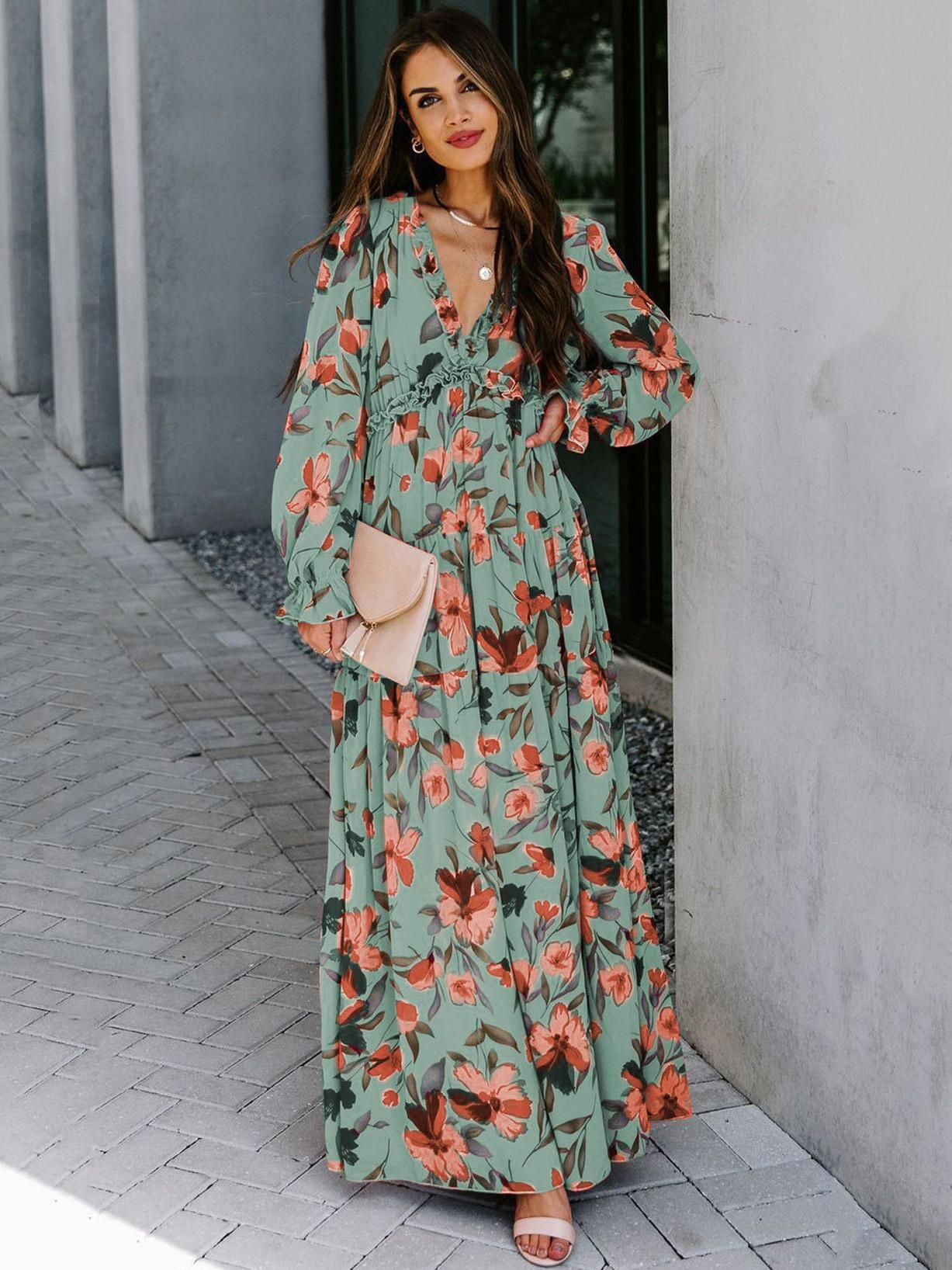Cara - flower maxi dress