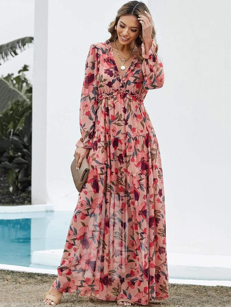 Cara - flower maxi dress