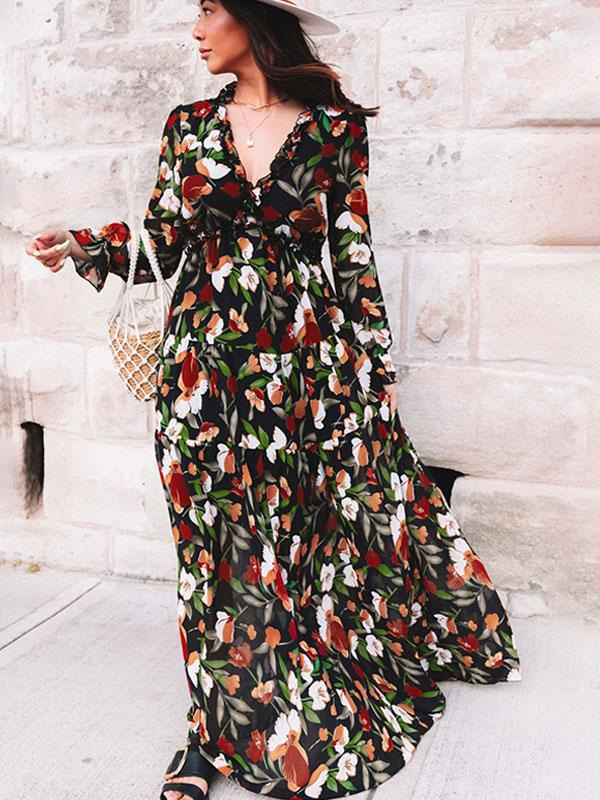 Cara - flower maxi dress