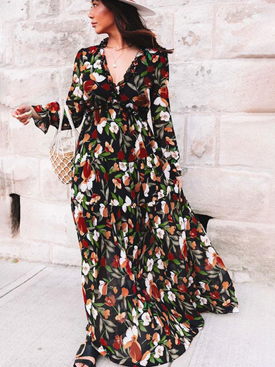 Cara - flower maxi dress