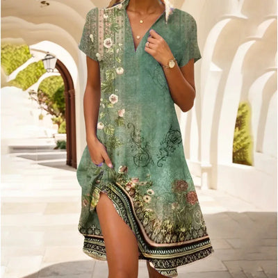 Mirabel - Boho V-Neck Dress