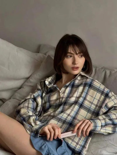 Cleo - Oversized Checkered Blouse