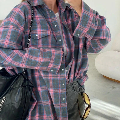 Cleo - Oversized Checkered Blouse