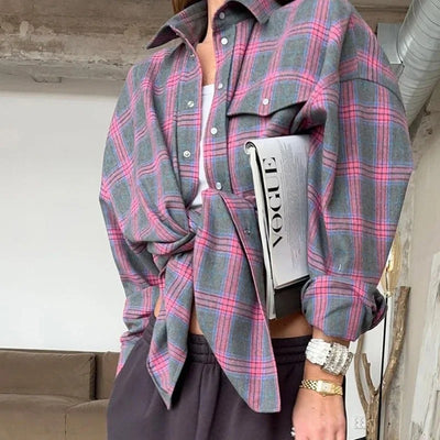 Cleo - Oversized Checkered Blouse