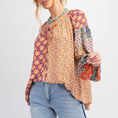 Anya - Boho patchwork blouse