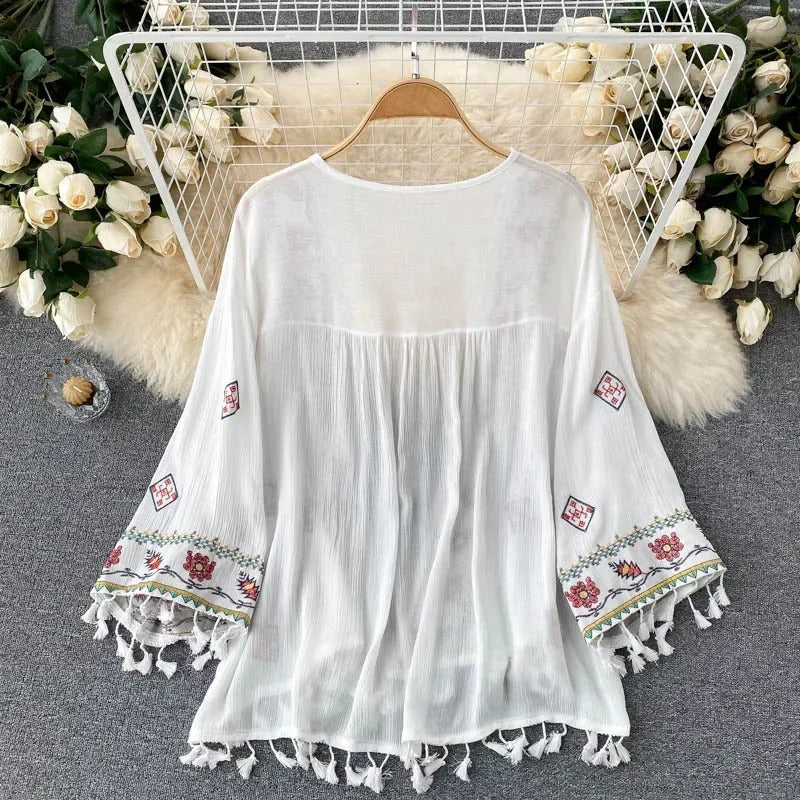 Bianca - Boho embroidery cardigan