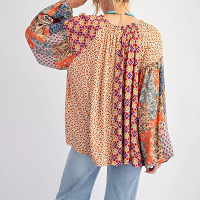 Anya - Boho patchwork blouse