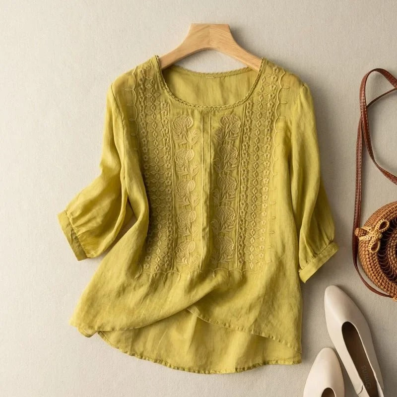 Dusk - Embroidered Cotton Bohemian Blouse