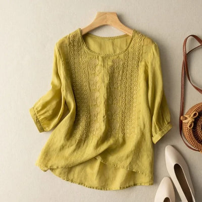 Dusk - Embroidered Cotton Bohemian Blouse