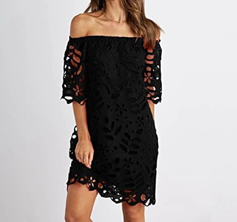 Keira - Off-Shoulder Floral Lace Dress