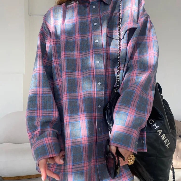 Cleo - Oversized Checkered Blouse